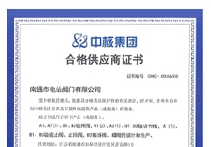 南通市電站閥門有限公司通過中核認(rèn)證